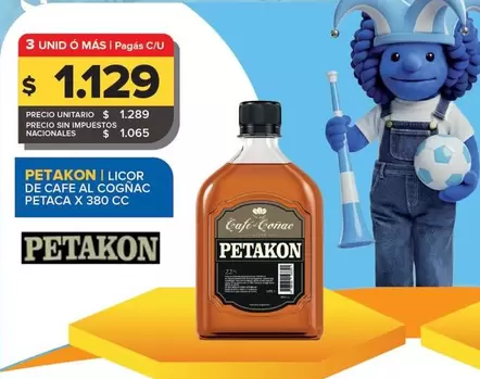 Petakon - LICOR DE CAFE AL COGNAC PETACA X 380 CC