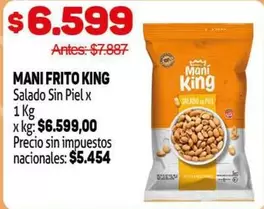 King - MANI FRITO KING Salado Sin Piel