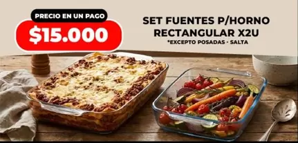 Salta - SET FUENTES P/HORNO RECTANGULAR X2U