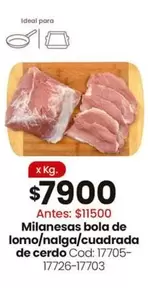 Ideal - Milanesas bola de lomo/nalga/cuadrada de cerdo Cod: 17705-17726-17703