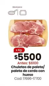 Ideal - Chuletas de paleta/paleta de cerdo con hueso Cod: 17696-17700