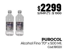 Purocol - Alcohol Fino 70° x 500 Ml. Cód:18020