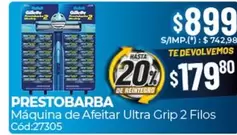 Gillette - Máquina de Afeitar Ultra Grip 2 Filos Cód:27305