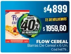 Flow - FLOW CEREAL Barras De Cereal x 6 Un. Cód:14679