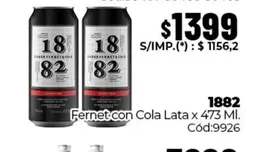 1882 - Fernet con Cola Lata x 473 Ml. Cód:9926