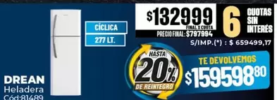 Drean - Heladera 277 LT.