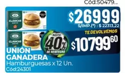 X$ - Hamburguesas x 12 Un. Cód:24301