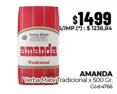 Amanda - Yerba Mate Tradicional x 500 Gr. Cód:4766