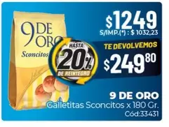 9 de oro - Galletitas Sconcititos x 180 Gr. Cód:33431