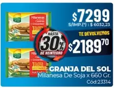 Granja del Sol - Milanesa De Soja x 660 Gr. Cód:23314