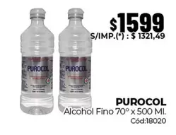 Purocol - Alcohol Fino 70° x 500 MI. Cód:18020