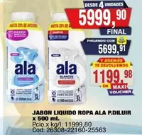 Ala - JABON LIQUIDO ROPA ALA P.DILUIR X 500 ML