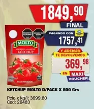 Molto - KETCHUP MOLTO D/PACK X 500 Grs