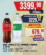Coca cola - GAS. COCA Z / L - SPRITE / FANTA
