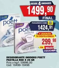 Poett - DESODORANTE INODORO PASTILLA RED X 25 GR