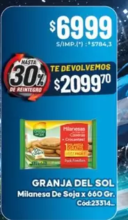 Granja del Sol - Milanesa De Soja x 660 Gr. Cód:23314