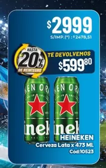 Heineken - Cerveza Lata x 473 ML C	ext{ó}d:10523