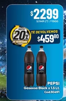 Pepsi - Gaseosa Black x 1.5 Lt. Cód:30491