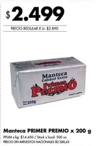 Primer Premio - Manteca