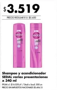 Sedal - Shampoo y acondicionador