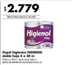 X$ - Papel higienico doble hoja 4 x 30 m