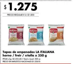 La Italiana - Tapas de empanadas horno / freir, criolla