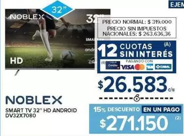 Noblex - SMART TV 32" HD ANDROID DV32X7080