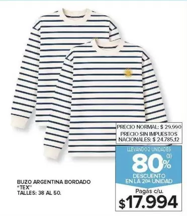 BUZO ARGENTINA BORDADO "TEX"