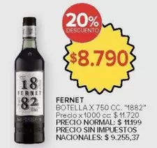1882 - FERNET BOT. X 750 CC. ""