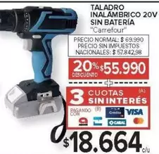 Carrefour - TALADRO INALÁMBRICO 20V SIN BATERÍA