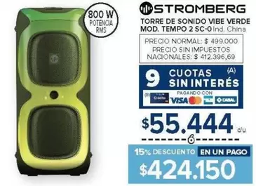 Stromberg - TORRE DE SONIDO VIBE VERDE MOD. TEMPO 2 SC-0