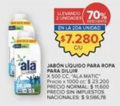 Ala - JABÓN LÍQUIDO PARA ROPA PARA DILUIR