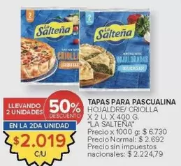 La Salteña - TAPAS PARA PASCUALINA HOJALDRE/CRIOLLA