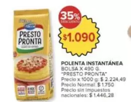 Presto Pronta - POLENTA INSTANTÁNEA