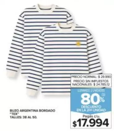 BUZO ARGENTINA BORDADO "TEX"