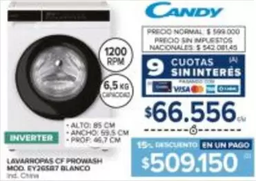 Candy - LAVARROPAS CF PROWASH MOD. EY26S87