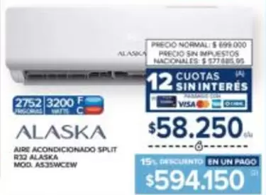 Alaska - AIRE ACONDICIONADO SPLIT R32 ALASKA MOD. AS35WCEW