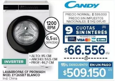 Candy - LAVARROPAS CF PROWASH MOD. EY26SB7