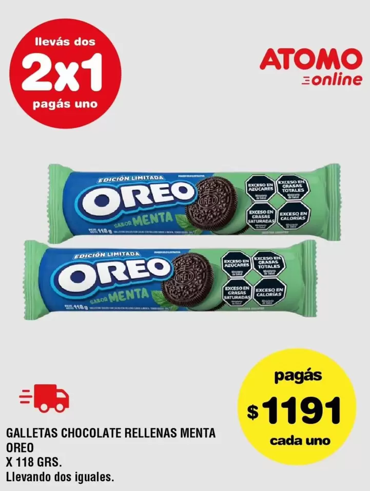 Oreo - GALLETAS CHOCOLATE RELLENAS MENTA