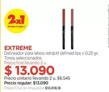 X$ - Delineador para labios retráctil defined lips