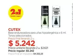 Cutex - Base endurecedora para uñas hipoalergénica