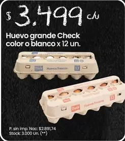 X$ - Huevo grande Check color o blanco