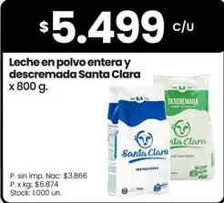 Santa Clara - Leche en polvo entera y descremada