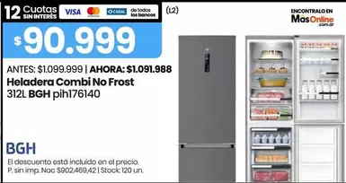 BGH - Heladera Combi No Frost 312L pih176140