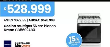 Drean - Cocina multigas 56 cm blanco