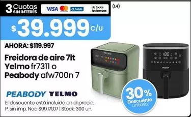 Yelmo - Freidora de aire 7lt fr7311 o afw700n 7