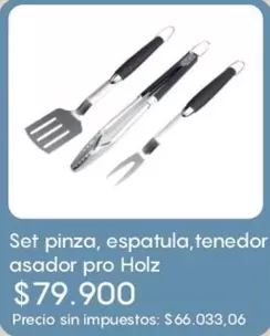 Pro - Set pinza, espatula, tenedor asador pro