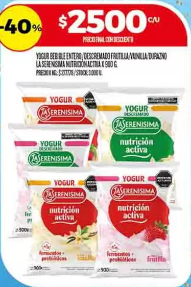 YOGUR BEBIBLE ENTERO/DESCEREBRO FRUTILLA/VAINILLA