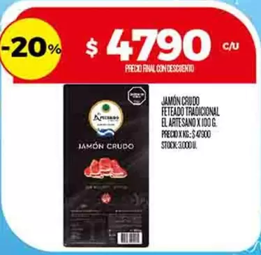 X$ - JAMÓN CRUDO FETEADO TRADICIONAL