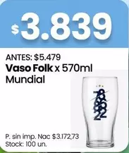 X$ - Vaso Folk x 570ml Mundial